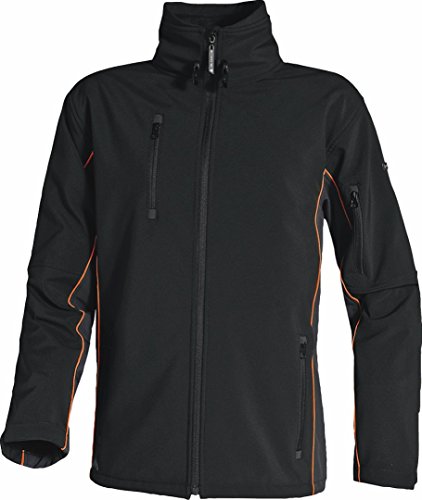 Deltaplus HORTENO3X Jacke Aus "Softshell" Polyester / Elasthan Mit 3 Laminierte Schichten, Schwarz-Orange, Größe 3XL von Deltaplus