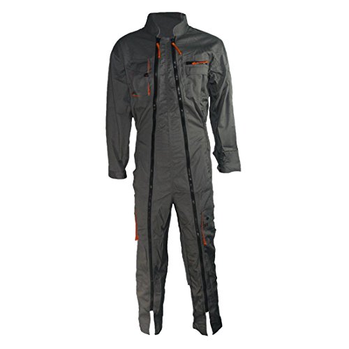 Deltaplus M2CDZGR3X Mach2 Arbeitskombination Aus Polyester Baumwolle - Doppelter Reissverschluss, Grau-Orange, Größe 3XL von Deltaplus