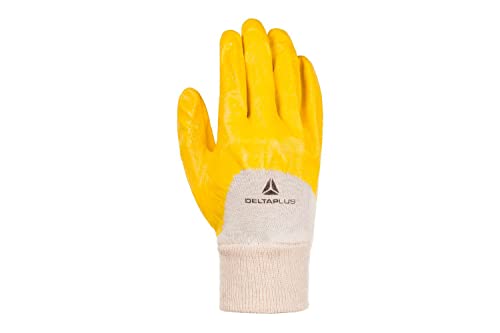 Deltaplus NI01510 Handschuh Mit Leichter Nitrilbeschichtung - Handrücken Offen, Gelb, Größe 10 von Deltaplus