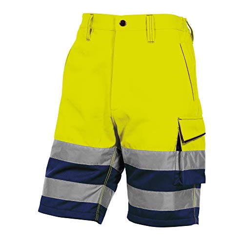 Deltaplus PHBE2JMXG Panostyle Hochsichtbarer Arbeitsbermuda Aus Polyester/Baumwolle, Neongelb-Marineblau, Größe XL von Deltaplus