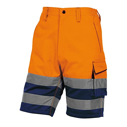 Deltaplus PHBE2OMGT Panostyle Hochsichtbarer Arbeitsbermuda Aus Polyester/Baumwolle, Neonorange-Marineblau, Größe L von Deltaplus