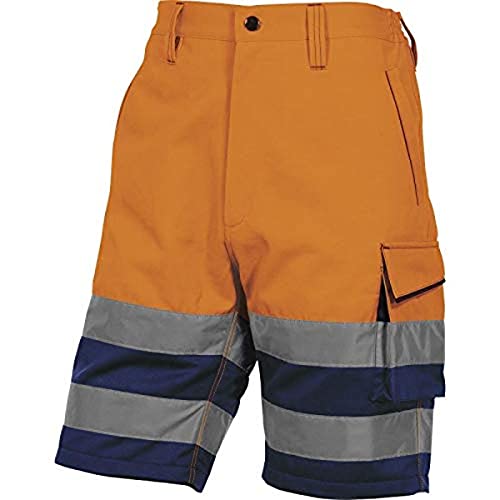 Deltaplus PHBE2OMPT Panostyle Hochsichtbarer Arbeitsbermuda Aus Polyester/Baumwolle, Neonorange-Marineblau, Größe S von Deltaplus