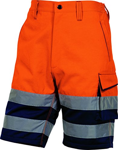 Deltaplus PHBEROM3X Hochsichtbarer Arbeitsbermuda Aus Baumwolle / Polyester, Neonorange-Marineblau, Größe 3XL von Deltaplus