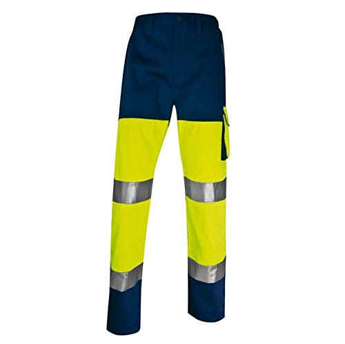 Deltaplus PHPA2JMXX Panostyle Hochsichtbarer Arbeitshose Aus Polyester/Baumwolle, Neongelb-Marineblau, Größe XXL von Deltaplus