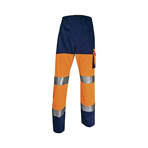 Deltaplus PHPA2OMXX Panostyle Hochsichtbarer Arbeitshose Aus Polyester/Baumwolle, Neonorange-Marineblau, Größe XXL von Deltaplus