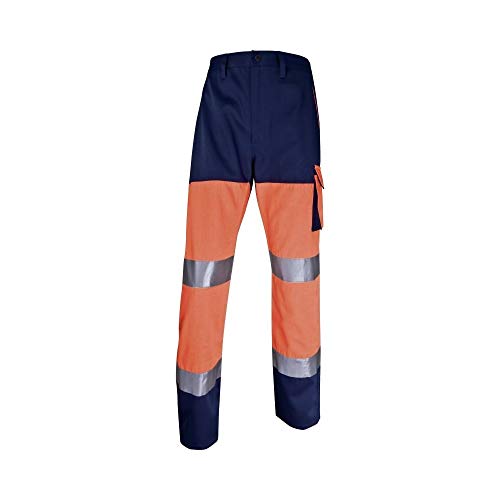 Deltaplus PHPANOMGT Panostyle Hochsichtbarer Arbeitshose Aus Baumwolle / Polyester, Neonorange-Marineblau, Größe L von Deltaplus