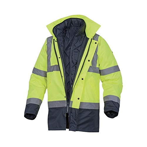 Deltaplus RUNWAJMGT 3-In-1 Hv-Parka Aus Oxford-Polyester Mit Pu-Beschichtung, Neongelb-Marineblau, Größe L von Deltaplus