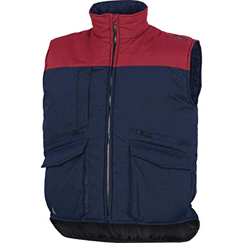 Deltaplus SIER2BRPT Weste Mit Mehreren Taschen Aus Polyester-Baumwolle, Marineblau-Rot, Größe S von Deltaplus