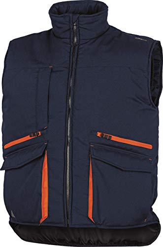 Deltaplus SIER2MOPT Weste Mit Mehreren Taschen Aus Polyester-Baumwolle, Marineblau-Orange, Größe S von Deltaplus