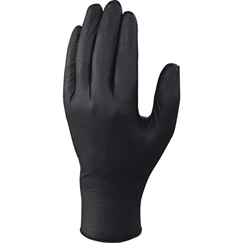 Deltaplus V1450B10008 Spenderschachtel 100 Ungepuderte Einweghandschuhe Aus Nitril, Schwarz, Größe 8/9 von Deltaplus