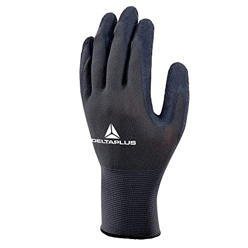 Deltaplus VE630GR08 Feinstrickhandschuh Polyester - Latex-Beschichtete Handfläche, Grau-Schwarz, Größe 08 von Deltaplus