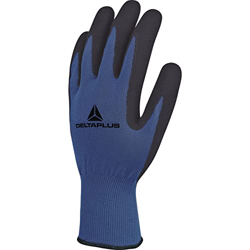 Deltaplus VE631BL08 Polyester Feinstrickhandschuh - Handfläche Latex-Schaumstoff, Blau-Schwarz, Größe 08 von Deltaplus