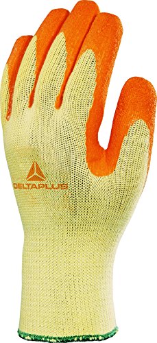 Deltaplus VE730OR08 Strickhandschuh Polycotton - Handfläche Mit Latex-Beschichtung, Gelb-Orange, Größe 08 von Deltaplus