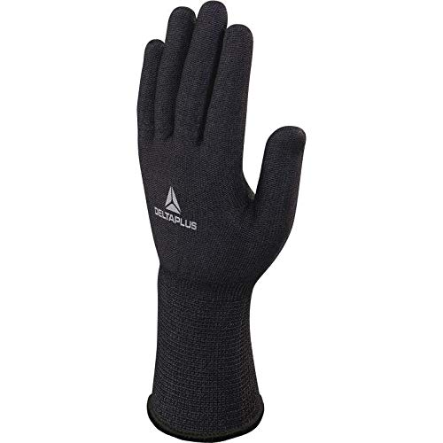 Deltaplus VECUT59LP10 Feinstrickhandschuh Deltanocut+ - Ohne Beschichtung - Stulpe 12 Cm, Schwarz, Größe 10 von Deltaplus