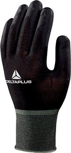 Deltaplus VV702NO09 Feinstrickhandschuh Polyamide - Pu-Beschichtete Handfläche, Schwarz, Größe 09 von Deltaplus