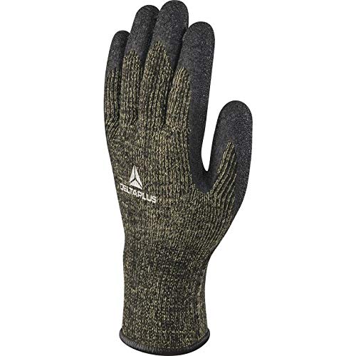 Deltaplus VV731NO08 Strickhandschuh Polycotton/Para-Aramid - Handfläche Mit Latex-Beschichtung, Schwarz, Größe 08 von Deltaplus