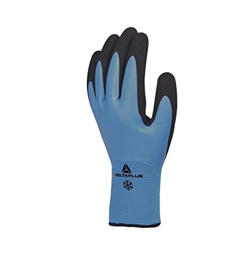 Deltaplus VV736BL09 Handschuh Aus Acryl/Polyamid - Hand Mit Latex-Beschichtung - Handfläche Mit Latex-Schaumstoff Beschichtung, Hellblau, Größe 09 von Deltaplus