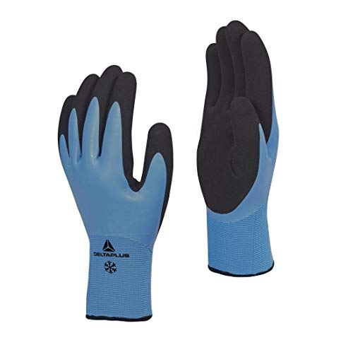 Deltaplus VV736BL10 Handschuh Aus Acryl/Polyamid - Hand Mit Latex-Beschichtung - Handfläche Mit Latex-Schaumstoff Beschichtung, Hellblau, Größe 10 von Deltaplus