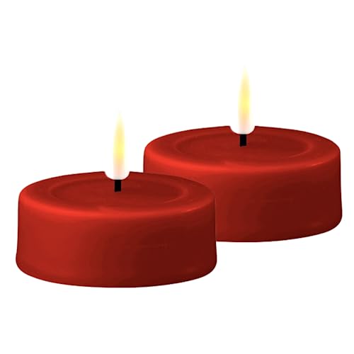 Deluxe Homeart Flammenloses LED-Jumbo-Teelicht-Set für den Innenbereich – mit Real Flame™ Technologie – batteriebetriebene Kerze (rot) von Deluxe Homeart