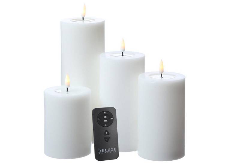 Deluxe Homeart LED-Kerze LED Kerzenset MIA Echtwachs Deluxe 4 Größen mit Batterien Fernb. (5-tlg) von Deluxe Homeart