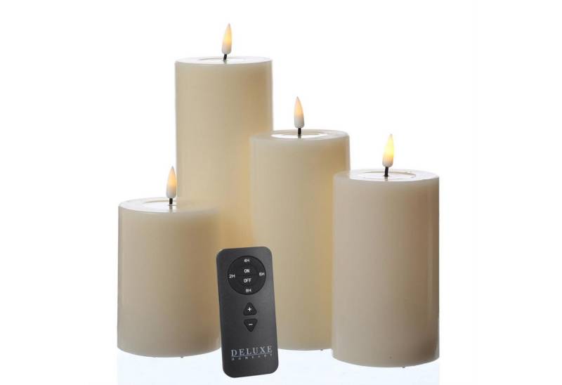 Deluxe Homeart LED-Kerze LED Kerzenset MIA Echtwachs Deluxe 4 Größen mit Batterien Fernb. (5-tlg) von Deluxe Homeart