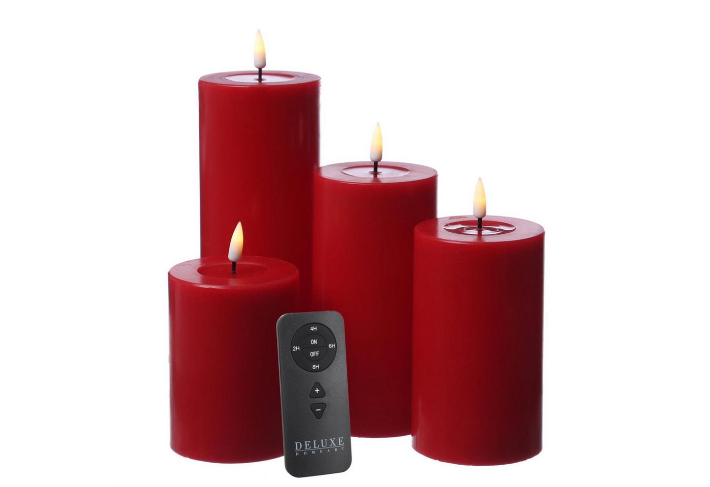 Deluxe Homeart LED-Kerze LED Kerzenset MIA Echtwachs Deluxe 4 Größen mit Batterien Fernb. (5-tlg) von Deluxe Homeart