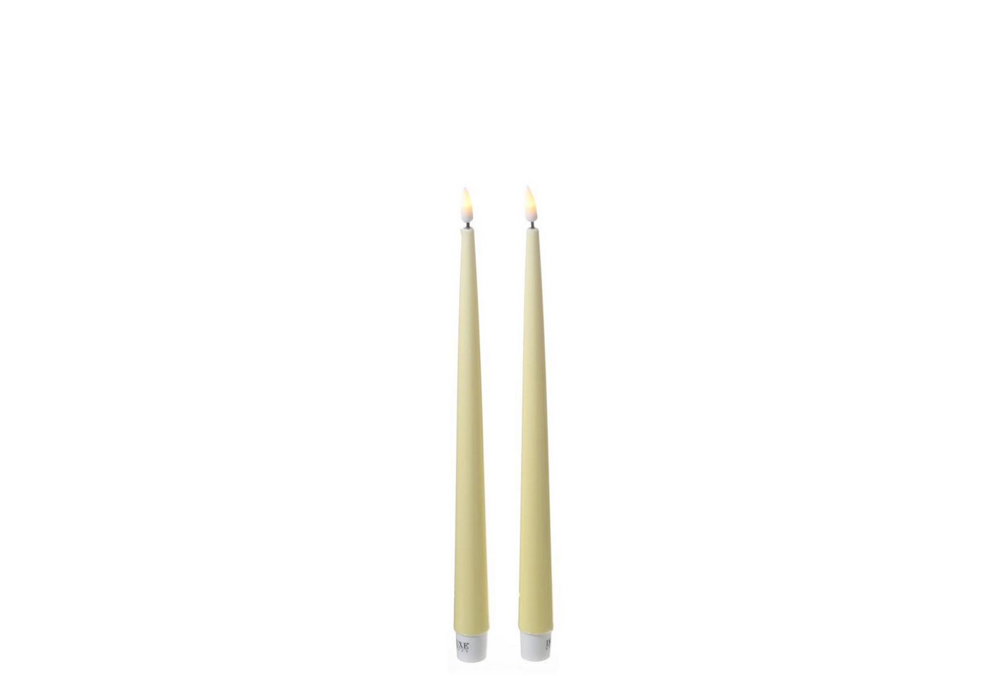 Deluxe Homeart LED-Kerze LED Stabkerzen ELLA Deluxe Lack Tafelkerze flackernd H: 28cm gelb 2St. (2-tlg) von Deluxe Homeart