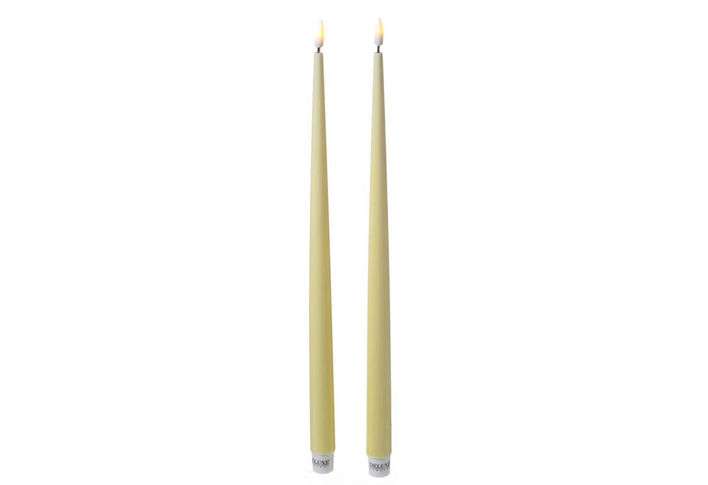 Deluxe Homeart LED-Kerze LED Stabkerzen ELLA Deluxe Lack Tafelkerze flackernd H: 38cm gelb 2St. (2-tlg) von Deluxe Homeart