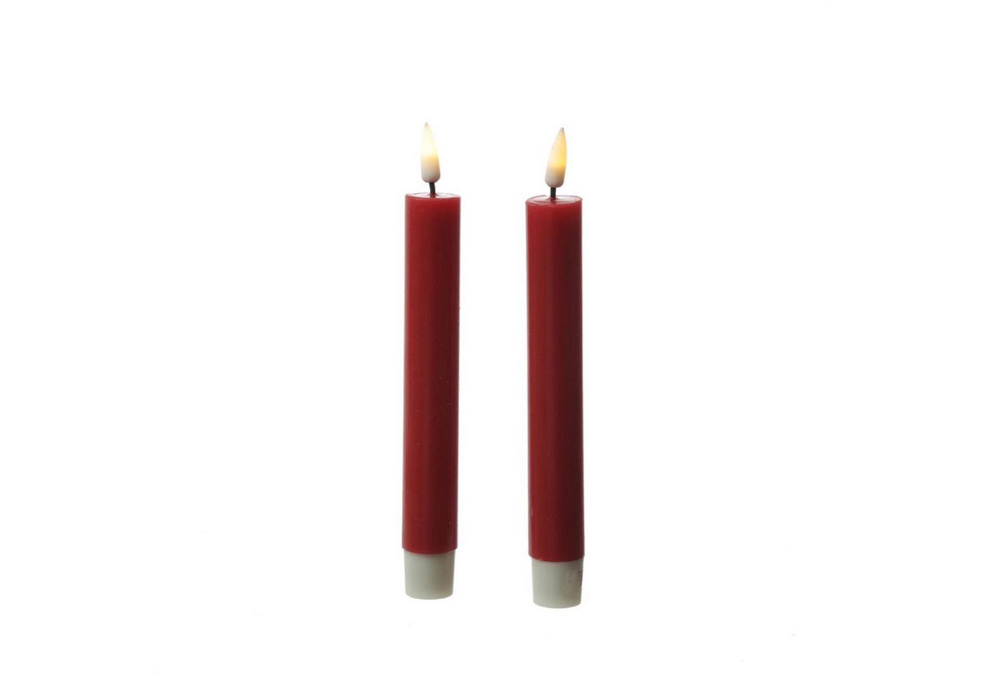 Deluxe Homeart LED-Kerze LED Stabkerzen Mia Tafelkerzen Echtwachs flackernd H: 15cm rot 2Stk (2-tlg) von Deluxe Homeart