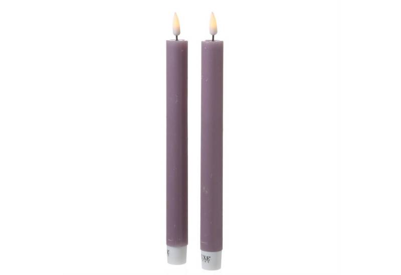 Deluxe Homeart LED-Kerze LED Stabkerzen Mia Tafelkerzen Echtwachs flackernd H: 24cm flieder 2St (2-tlg) von Deluxe Homeart