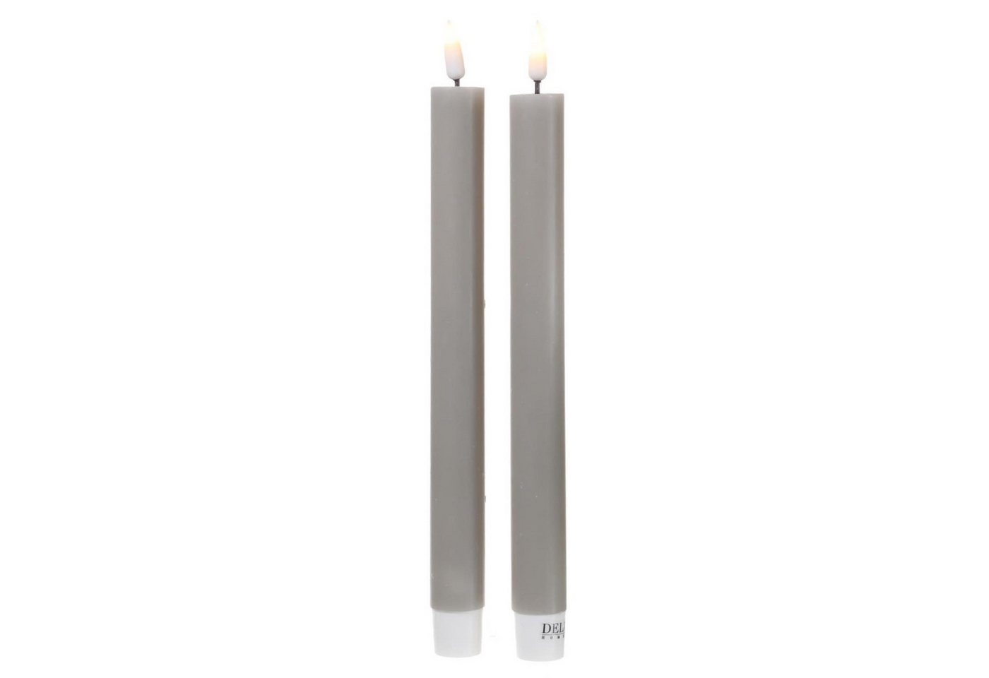 Deluxe Homeart LED-Kerze LED Stabkerzen Mia Tafelkerzen Echtwachs flackernd H: 24cm taupe 2Stk (2-tlg) von Deluxe Homeart