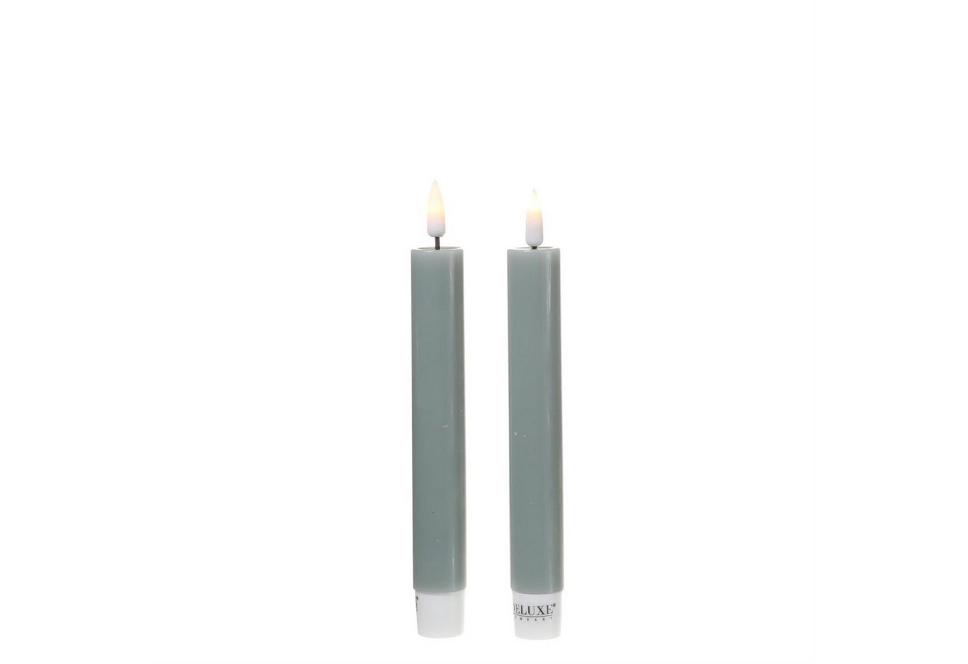 Deluxe Homeart LED-Kerze LED Stabkerzen Mia Dinner Tafelkerzen Echtwachs H: 15cm salbeigrün 2St (2-tlg) von Deluxe Homeart