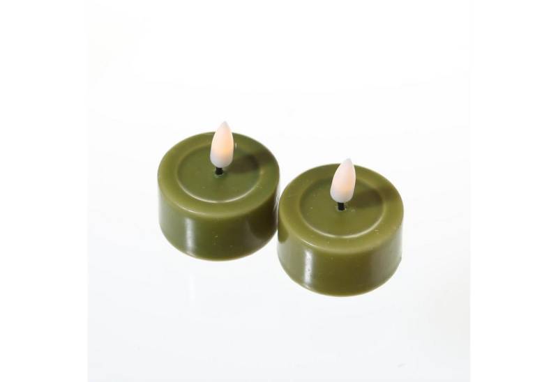 Deluxe Homeart LED-Kerze LED Teelichter Mia flackernd mit Batterien D: 4,1cm olivgrün 2 Stück (2-tlg) von Deluxe Homeart