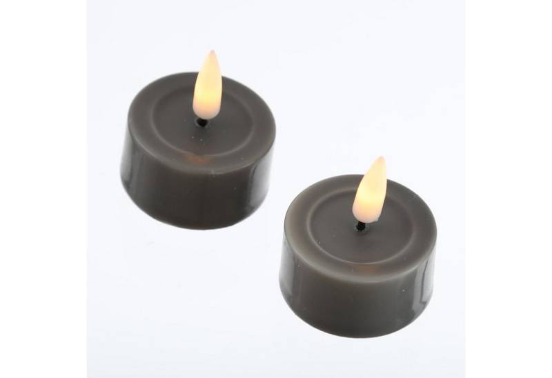 Deluxe Homeart LED-Kerze LED Teelichter MIA flackernd mit Batterien D: 4,1cm grau 2 stück (2-tlg) von Deluxe Homeart
