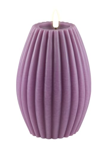 Deluxe Homeart Stripe Flammenlose LED Kerze - mit Real Flame™ Technologie - Batteriebetriebene Kerze (10 x 15 cm, Lila) von Deluxe Homeart