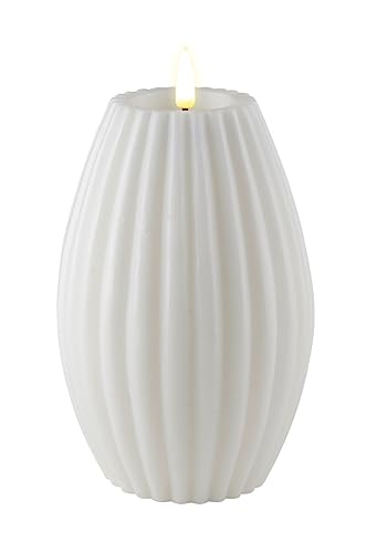 Deluxe Homeart Stripe Flammenlose LED-Kerze – mit Real Flame™ Technologie – batteriebetriebene Kerze (10 x 15 cm, weiß) von Deluxe Homeart