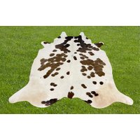 Rindsleder Teppiche Tricolor Schwarz Echthaar Auf Kuhfell Haut Leder Bereich Teppich Western Dekor 5, 5 X 5 Ft - Medium- Als Bild von DeluxeDecorCowhide