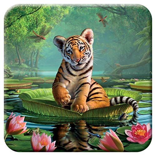 3D LiveLife Kork Matte - Tiger Lily von Deluxebase. Linsenförmige-3D-Kork Große Katze Untersetzer. rutschfeste Getränkematte mit Originalkunstwerk lizenziert vom bekannt Künstler Jerry LoFaro von 3D LiveLife
