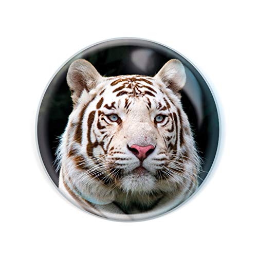 Magnidome Deluxebase Weißer Tiger Weißer Tiger Kristallglas Kühlschrank Magnet für Kinder. Hervorragende gewölbte Magnete für Wohndekoration und Zubehör von Deluxebase