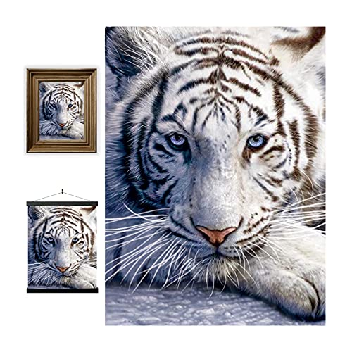 3D LiveLife Linsenförmige Wandkunst Drucke - Weiße Tigerruhe von Deluxebase. Ungerahmtes 3D Dschungel Poster. Perfekter Wandfüller. Original kunstwerk lizenziert von bekannt künstler, David Penfound von 3D LiveLife