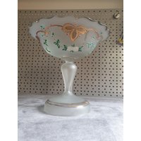 Antike Bidermeier Fußschale - Alabaster Glas Goldrand von DemDemShop