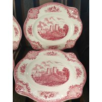 Johnson Bros Brothers England Old Britain Castles Rot Red 4 Teller Service von DemDemShop