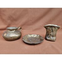 Messing Vasen, Krüger Brutalist Style Gilde Handwerk3 Teilige Set von DemDemShop