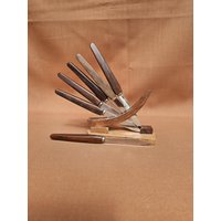 Vintage Dessertmessern Frühstück Messer Teakholz 6 Er Set Mit Ständer Vintage Dessertmessern Frühstück Messer Teakholz 6 Er Set Mit Ständer von DemDemShop