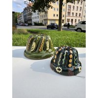 Vintage Gugelhupf - Backform Mini, Keramik Blau Bunt Lasiert 2 Stück Als Paar Vintage Gugelhupf - Backform Mini, Keramik Blau Bunt Lasiert 2 Stück Als Paar von DemDemShop