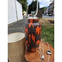 Vintage Keramik Bodenlampe, Fat Lava-Schwarz-Rot - Scheurisch von DemDemShop