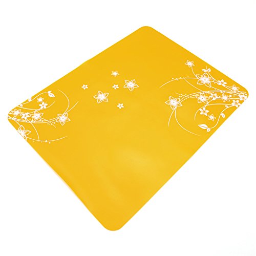 Demarkt Blumedruck Tischset Platzset Rutschfest Silikon Tischsets Esstisch Platzdeckchen für Esstisch Gelb von Demarkt