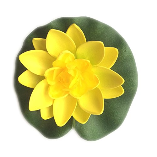 Demarkt Seerose künstliche Blumen Wasserlilie Schwimmend Lotusblüte Simulation Seerose Plastikblumen Tank Requisiten Gelb von Demarkt