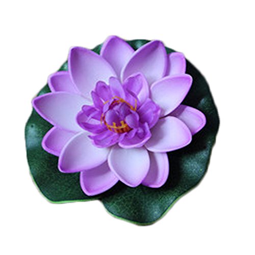 Demarkt Seerose künstliche Blumen Wasserlilie Schwimmend Lotusblüte Simulation Seerose Plastikblumen Tank Requisiten Lila von Demarkt