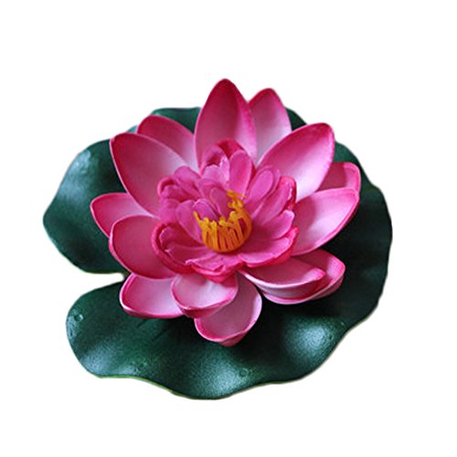 Demarkt Seerose künstliche Blumen Wasserlilie Schwimmend Lotusblüte Simulation Seerose Plastikblumen Tank Requisiten Rose Rot von Demarkt